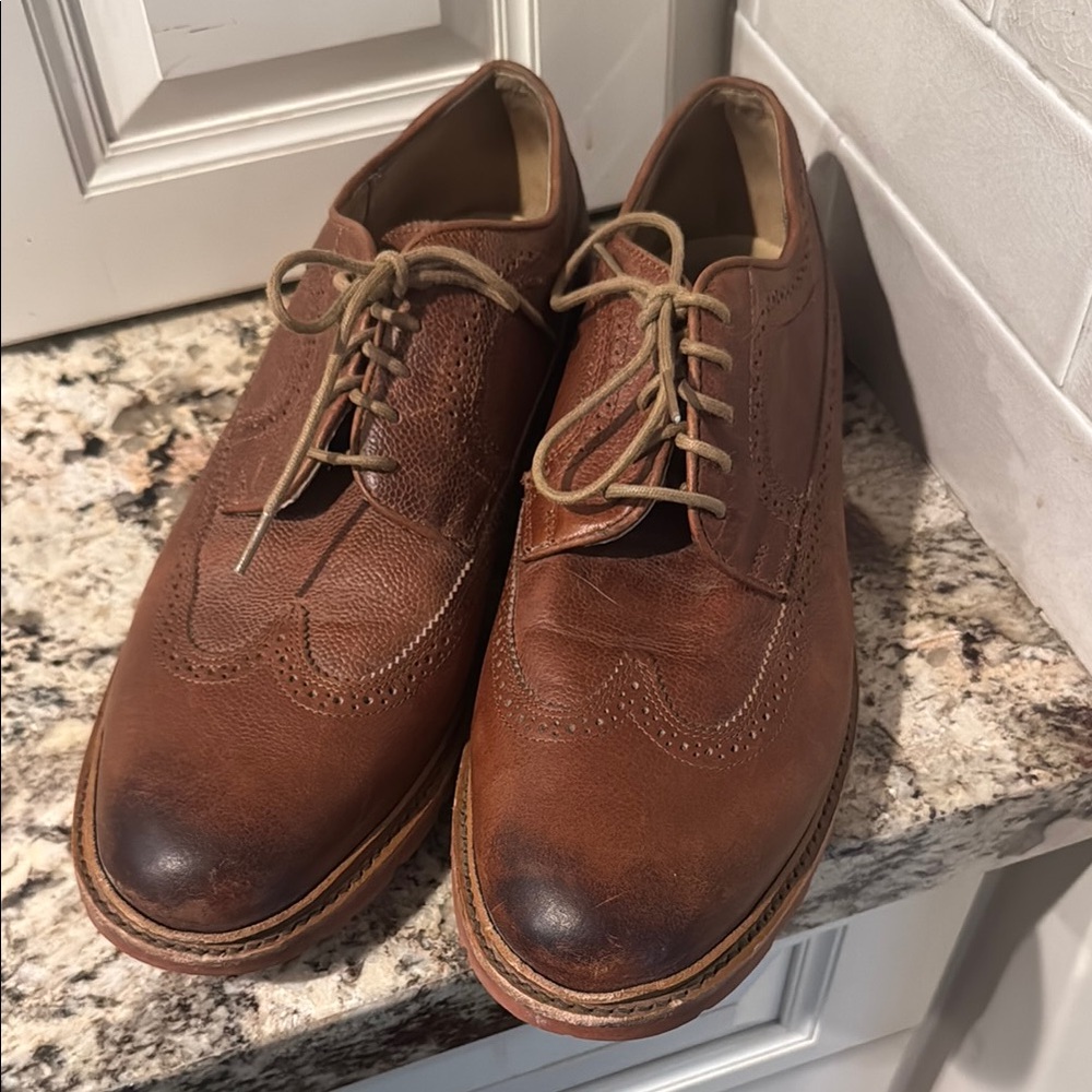 FRYE 84443 James Lug Oxford shoes wingtip Pebbled Leather Laceup Men's Dress